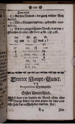 Dritter Haupt-Punct von Proportion Exempeln.