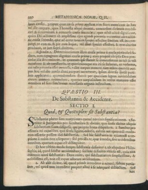 Quaestio III. De Substantia & Accidente. Sectio I. - V.