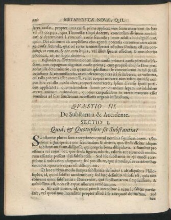 Quaestio III. De Substantia & Accidente. Sectio I. - V.