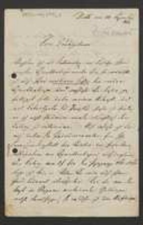 Brief von Heinrich von Zimmermann an Unbekannt