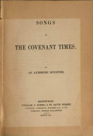 Songs of the Covenant Times