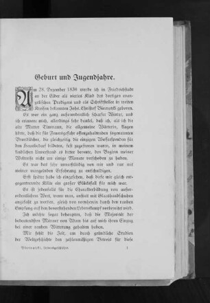 Geburt und Jugendjahre.