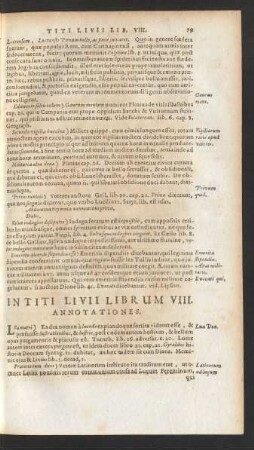 In Titi Livii Librum VIII. Annotationes.