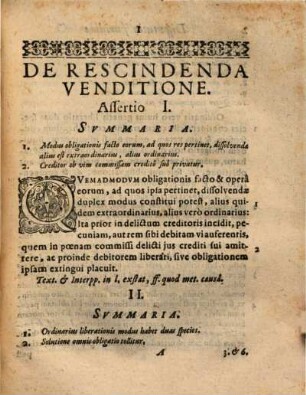 Dispvtatio Ivridica De Rescindenda Venditione