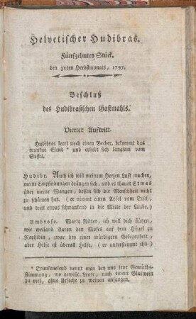 Helvetischer Hudibras. Fünfzehntes Stück. den 30ten Herbstmonats, 1797.