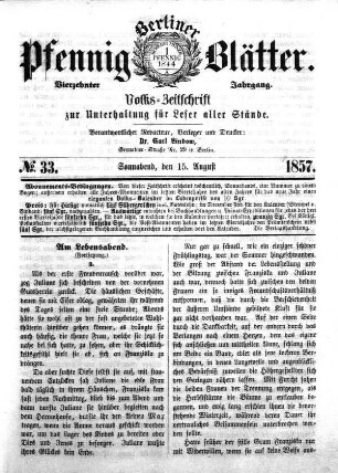 No. 33, Sonnabend, den 15. August