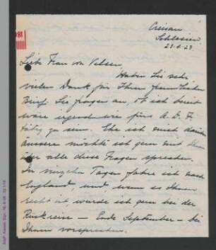Brief von Dorothy Moltke an Dorothee von Velsen