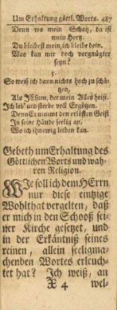 Gebeth um Erhaltung des Göttlichen Worts und wahren Religion