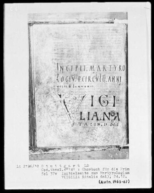 Chorbuch für die Prim — Initiale V (igilia natalis), Folio 37verso