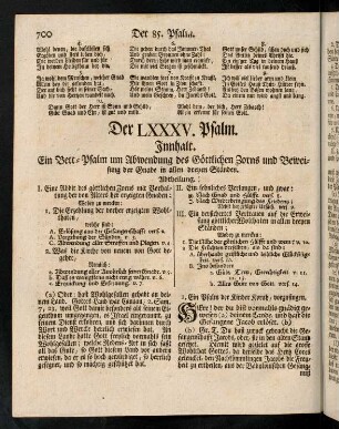 700-707, Der LXXXV. Psalm