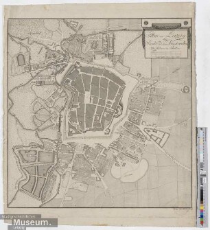 Plan von Leipzig der Stadt und denen Vorstaedten