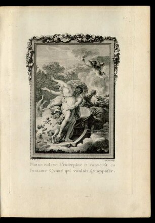 Pluton enleve Proserpine et convertit en Fontaine Cyané qui vouloit s'y opposer.