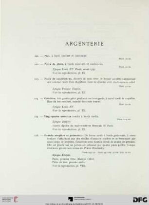 Argenterie (Nr. 121-135)