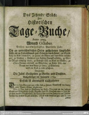 Das Zehende Stücke. Monath October