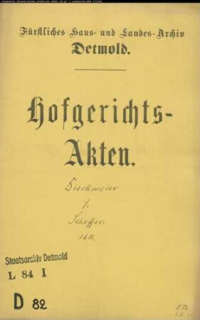 Dieckmeyer, Tönies gegen Albert Scheffler - Schuldforderung