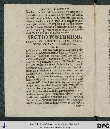 Sectio Posterior. Praxin Ex Instituta Tractatione Theologicam Considerans.