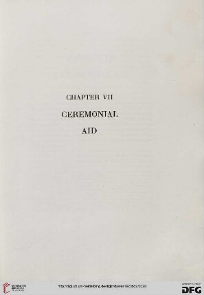 Chapter VII: Ceremonial aid