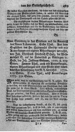 Neue Einleitung in das Studium und die Kenntniß des Neuen Testaments. T.1-3.