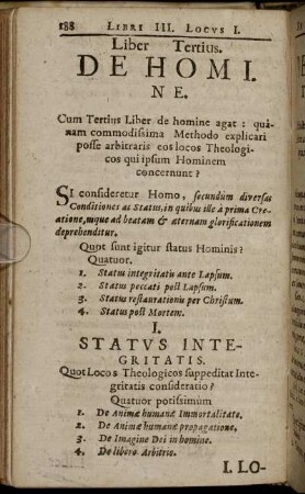 I. Status Integritatis.