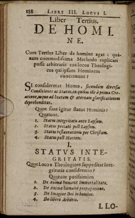 I. Status Integritatis.