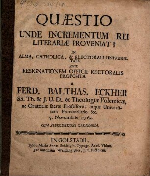 Quaestio Unde incrementum rei literariae proveniat?