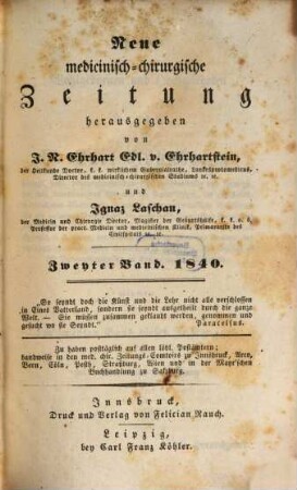 Neue medicinisch-chirurgische Zeitung. 1840,2, 1840, 2