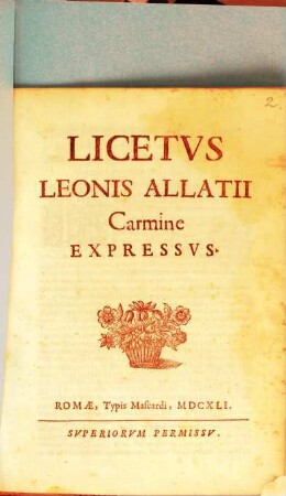Licetvs Leonis Allatii carmine expressus
