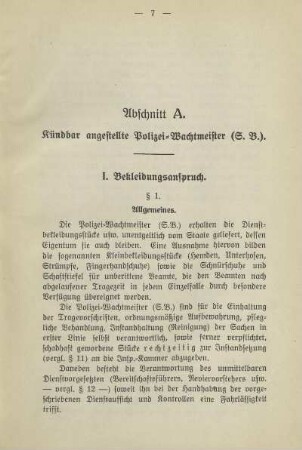 Abschnitt A. Kündbar angestellte Polizei-Wachtmeister (S. B.)