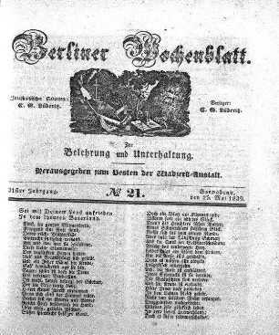 No. 21, Sonnabend, den 25. Mai 1839.