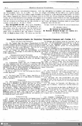 Satzung des Zentralverbandes der Deutschen Uhrmacher-Innungen und -Vereine, E. V.