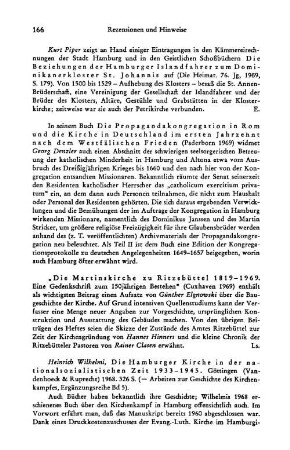 Die Martinskirche zu Ritzebüttel, 1819 - 1969, eine Gedenkschrift zum 150jährigen Bestehen : Cuxhaven, 1969