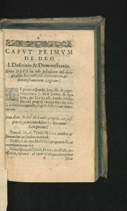Caput Primum. De Deo.