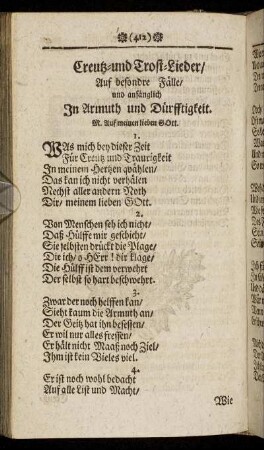 Creutz- und Trost-Lieder, Auf besondere Fälle.