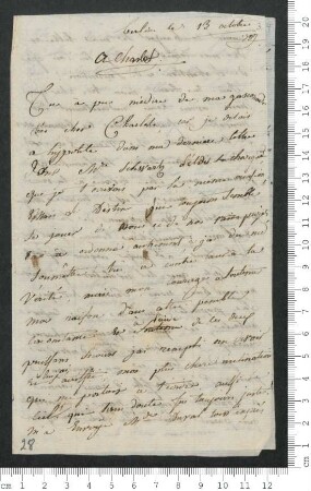 Brief von Victorine de Chamisso an Charles de Chamisso