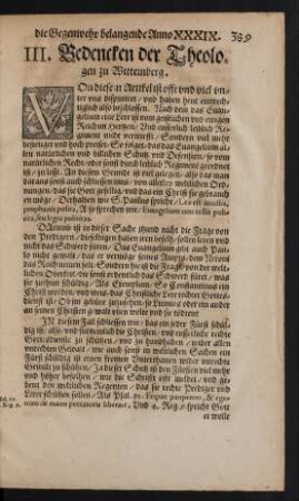 III. Bedencken der Theologen zu Wittemberg.
