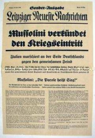 Sonderausgabe der "Leipziger Neuesten Nachrichten" zum Kriegseintritt Italiens