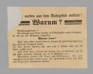 "[Kinder] werden aus dem Ruhrgebiet entfernt!"