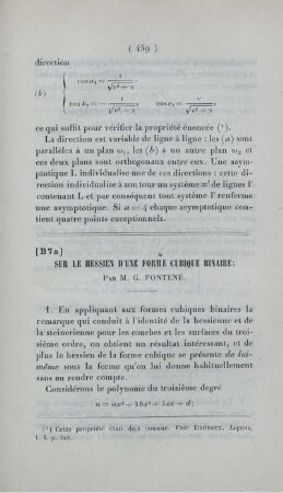 Sur le hessien d'une forme cubique binaire.