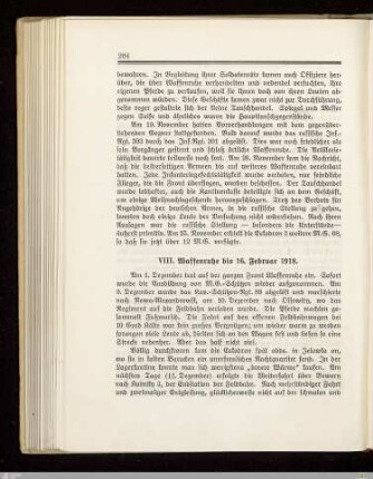 VIII. Waffenruhe bis 16. Februar 1918