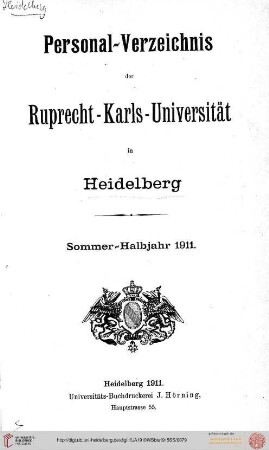 Sommersemester 1911