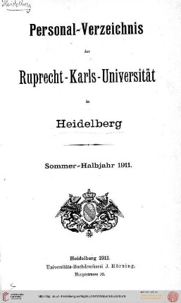 Sommersemester 1911