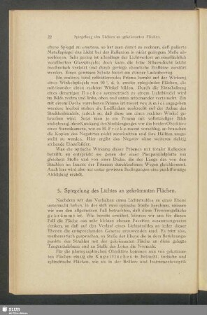 5. Spiegelung des Lichtes an gekrümmten Flächen