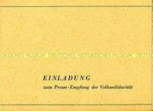 Einladung zu einem Presseempfang der Volkssolidarität