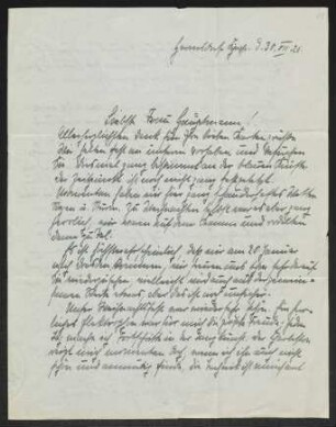 Brief von Margarete Kreutz an Margarete Hauptmann