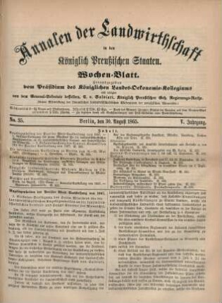 No. 35. Berlin, den 30. August 1865. V. Jahrgang.