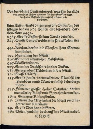 Von der Statt Constantinopel/ was für herrliche und gewaltige Gebew darinnen sein begriffen ...