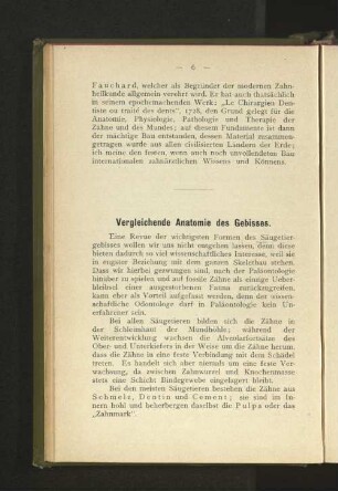 Vergleichende Anatomie des Gebisses.
