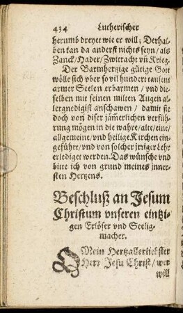 Beschluß an Jesum Christum unseren eintzigen Erlöser und Seeligmacher.