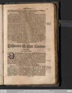 LXXIIII. Tischreden D. Mar: Luthers/ Von Jüden.