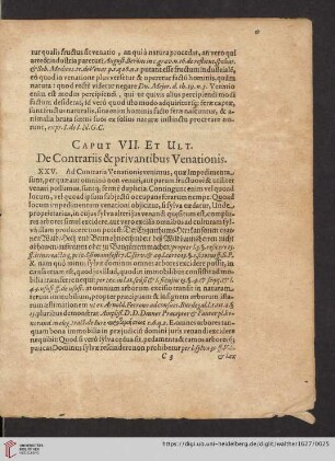 Caput VII et Ult.: De Contrariis & privantibus Venationis
